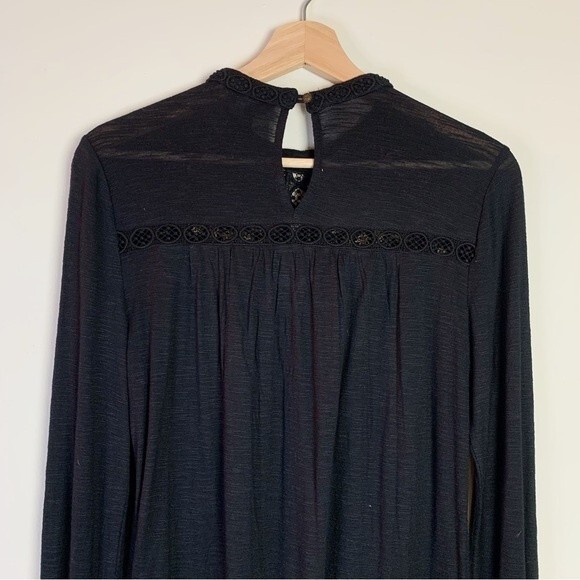 Lucky Brand Black Gold Embroidered Long Sleeve Blouse Size S Women - Picture 5 of 11